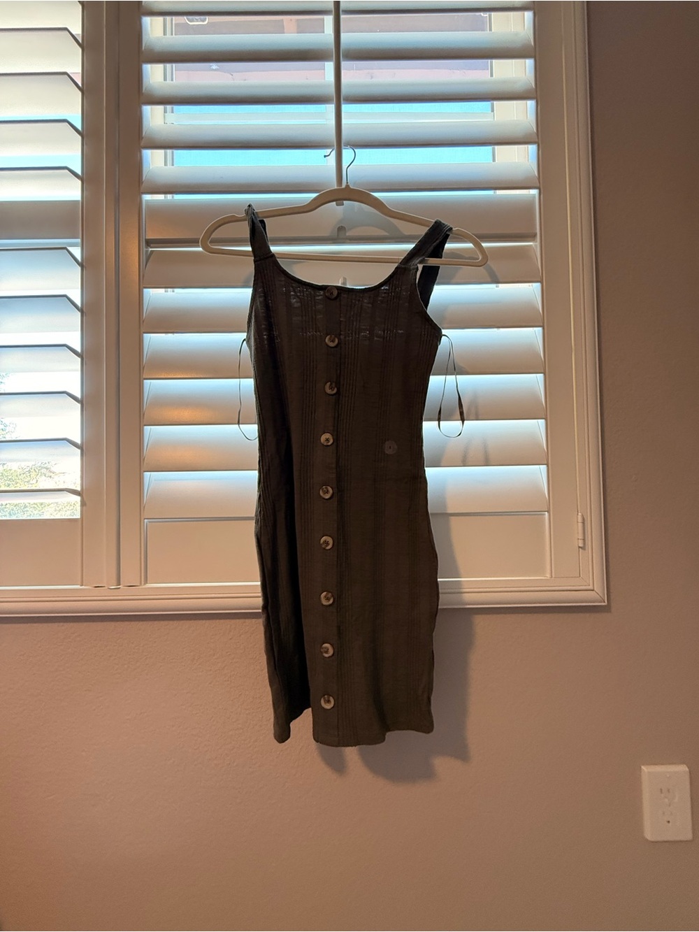 Aeropostale Olive Green Button-Front Mini Dress